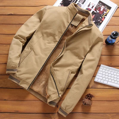 Autumn Winter Mens Fleece Bomber Jackets Mens Casual Outwear Thick Warm Windbreaker Jacket Mens Baseball Coats Clothing M-5XL